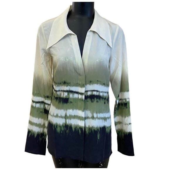 NEW BEC & BRIDGE Longline Riptide Green Ombre Silk Top Size Small - Picture 1 of 8